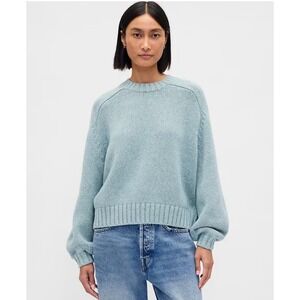 NEW GAP Women's Light Blue Cotton Wool Blend Balloon Sleeve Sweater M